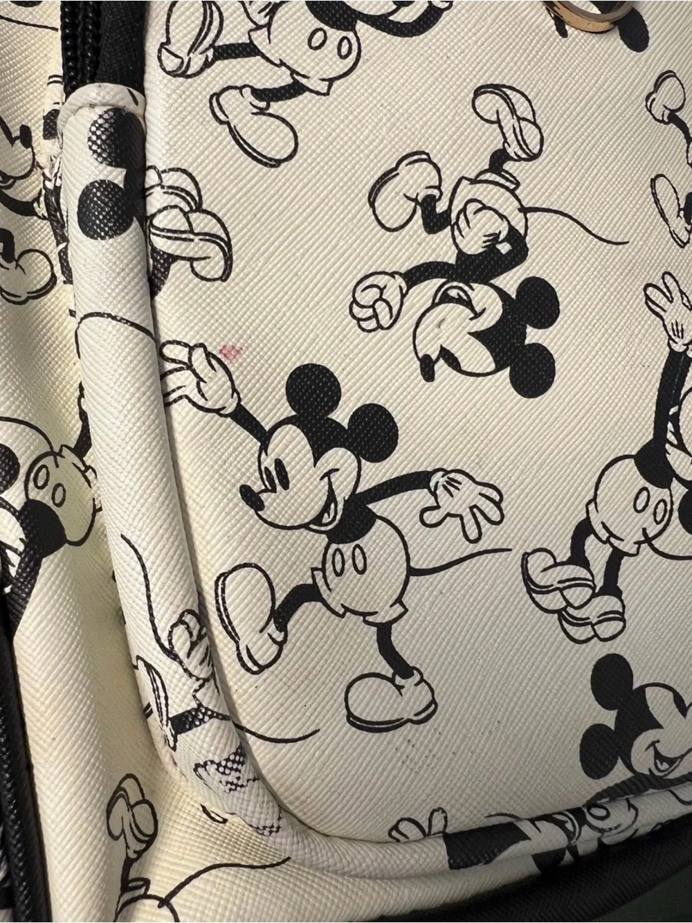 Bioworld Disney Black & White Mickey Mouse Mini Backpack w Golden Mickey Accent